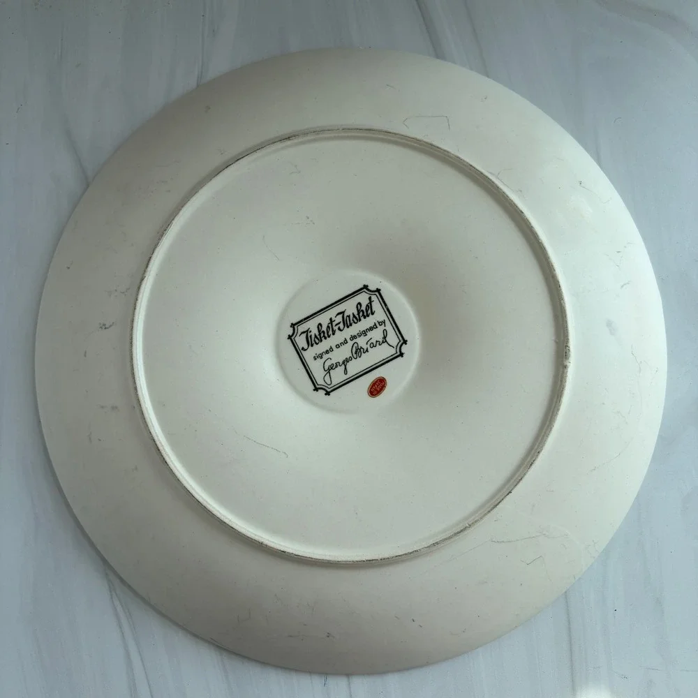 Georges Briard Tisket-Tasket Yellow Basketweave Ceramic Serving Bowl 12